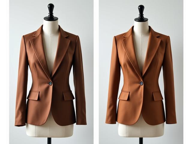Imagen de antes y después mostrando un vestido desajustado y luego perfectamente ajustado tras limpieza y arreglo en Sol y Luna Tintorería.
