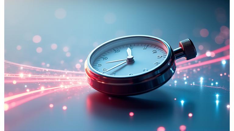 Reloj de arena o símbolo de tiempo rápido con un fondo limpio y profesional, representando la promesa de respuesta inmediata de Sol y Luna Tintorería.
