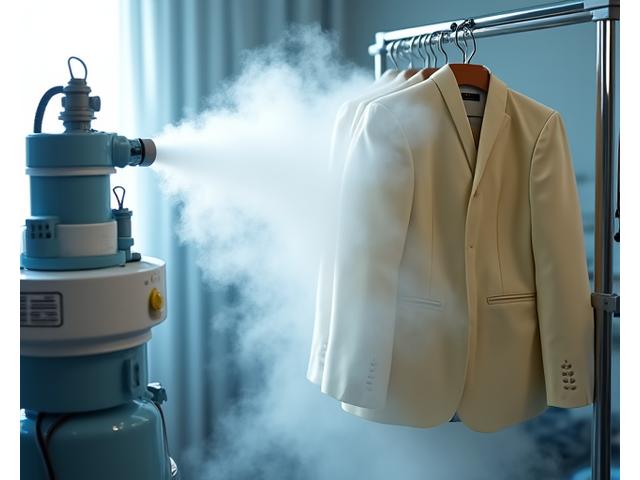 Sistema de vapor profesional con maniquí de planchado y calderas de vapor.